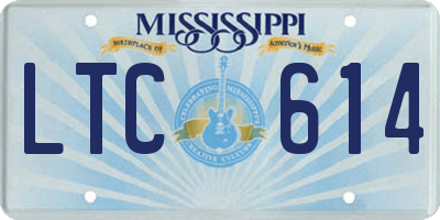 MS license plate LTC614