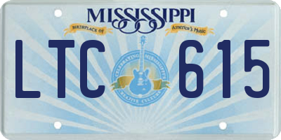 MS license plate LTC615