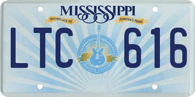 MS license plate LTC616
