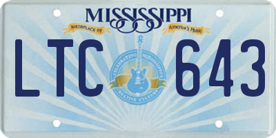 MS license plate LTC643
