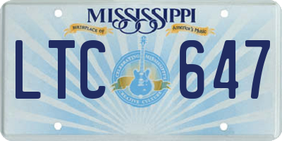 MS license plate LTC647