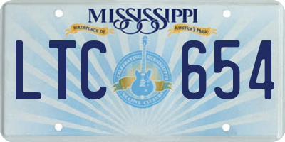 MS license plate LTC654