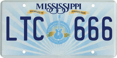 MS license plate LTC666