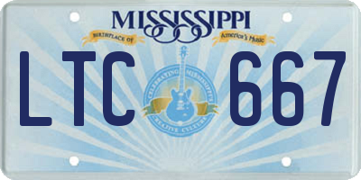 MS license plate LTC667