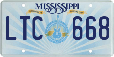 MS license plate LTC668