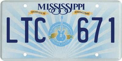 MS license plate LTC671