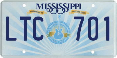 MS license plate LTC701