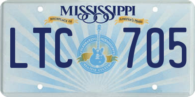 MS license plate LTC705