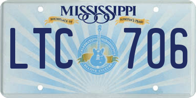 MS license plate LTC706