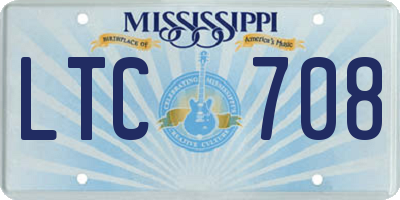 MS license plate LTC708