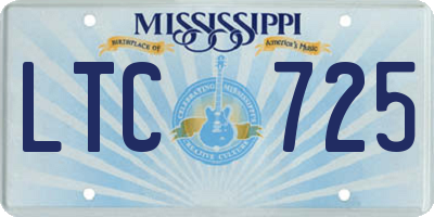 MS license plate LTC725