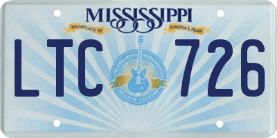 MS license plate LTC726
