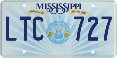 MS license plate LTC727