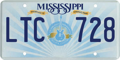 MS license plate LTC728
