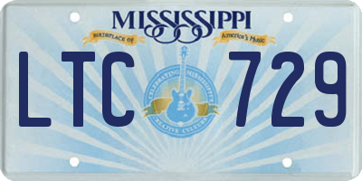 MS license plate LTC729