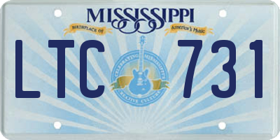 MS license plate LTC731