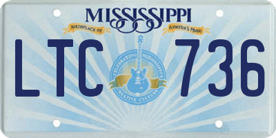 MS license plate LTC736