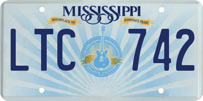 MS license plate LTC742