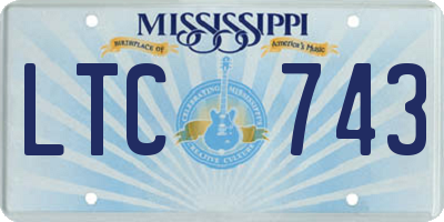 MS license plate LTC743