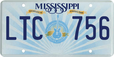 MS license plate LTC756