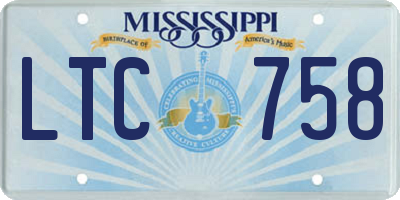 MS license plate LTC758