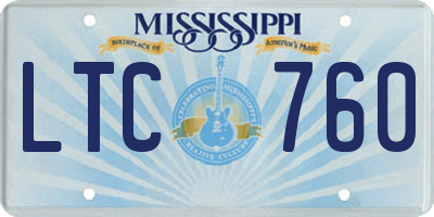 MS license plate LTC760