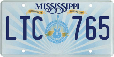 MS license plate LTC765