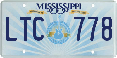 MS license plate LTC778