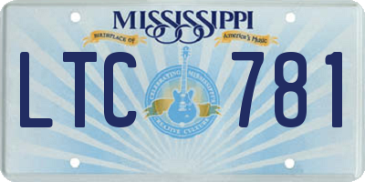 MS license plate LTC781