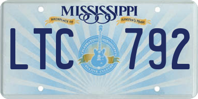 MS license plate LTC792