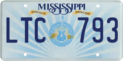 MS license plate LTC793