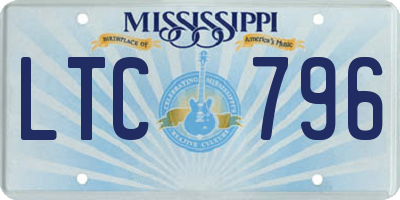 MS license plate LTC796