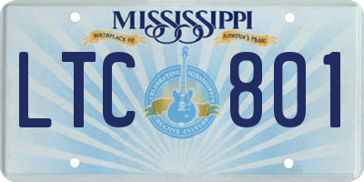 MS license plate LTC801