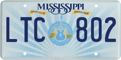 MS license plate LTC802