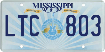 MS license plate LTC803