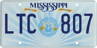 MS license plate LTC807