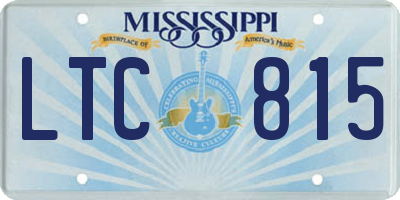 MS license plate LTC815