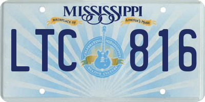 MS license plate LTC816