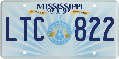 MS license plate LTC822