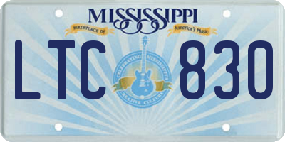 MS license plate LTC830