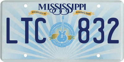 MS license plate LTC832