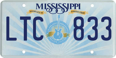 MS license plate LTC833