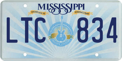 MS license plate LTC834