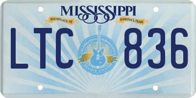 MS license plate LTC836