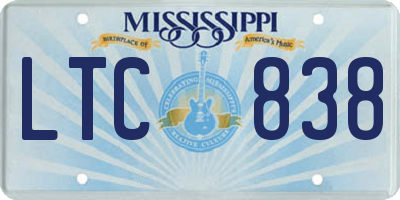 MS license plate LTC838