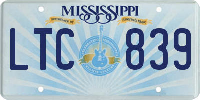MS license plate LTC839