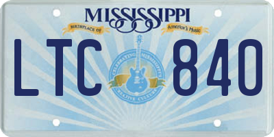 MS license plate LTC840