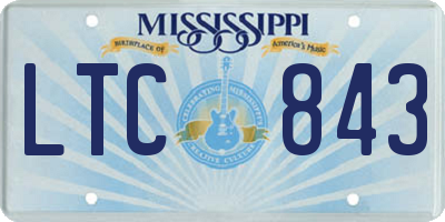 MS license plate LTC843