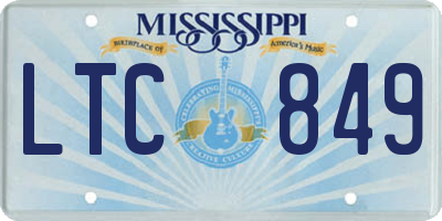 MS license plate LTC849