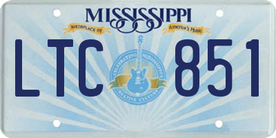 MS license plate LTC851